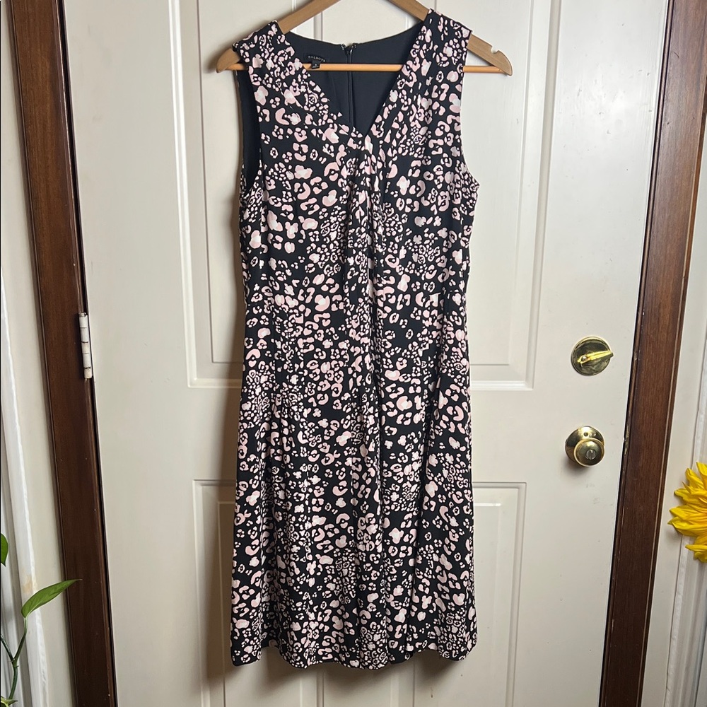 Talbots Black Dress with Light Pink Animal Spot Print